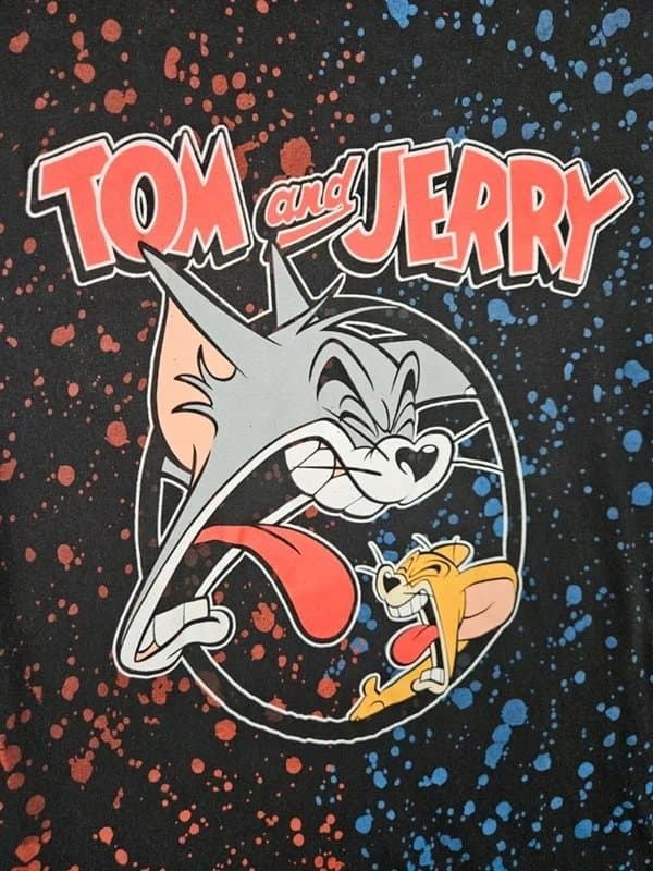 Tom and Jerry Tom and Jerry T Shirt Black Graphic Cartoon Tee 2019 Mens Medium