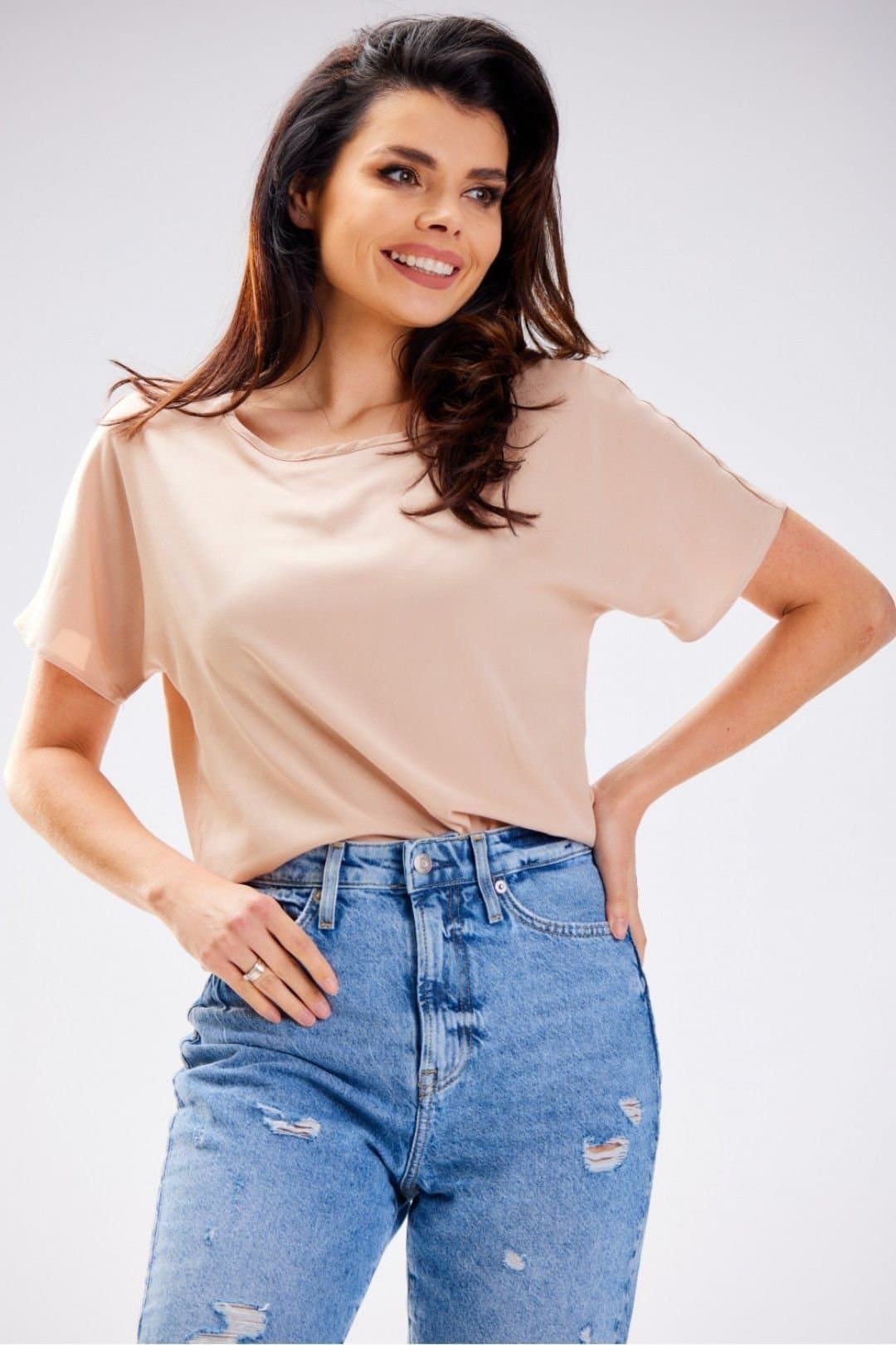 Love Lace Love Lace Beige Viscose Blouse with Simple Summer Cut
