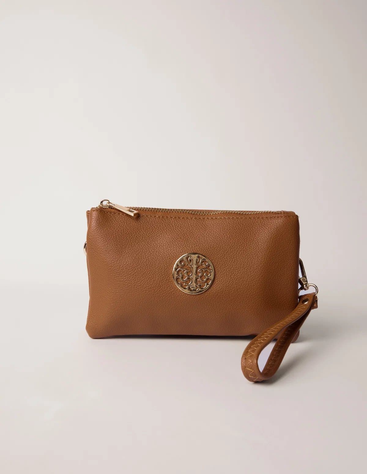 Blue Vanilla Detailed Zip Up Purse With Detachable Strap