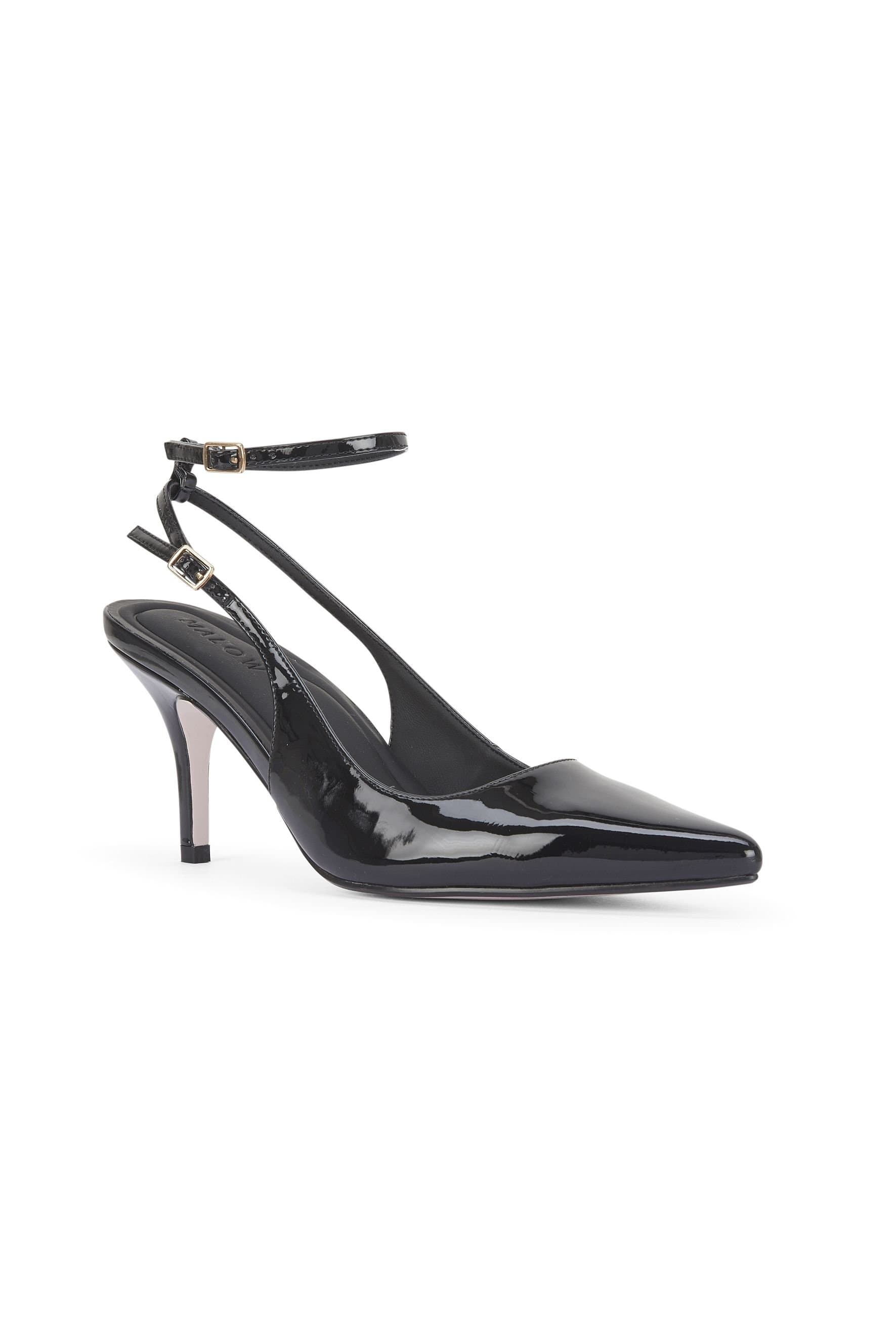 MALOW LONDON MALOW LONDON Black Patent Slingback Heels