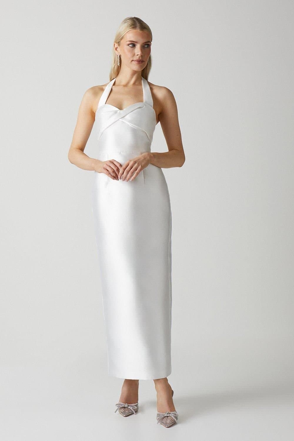 Coast Coast Women's Halterneck Twill Column Wedding Dress in Ivory