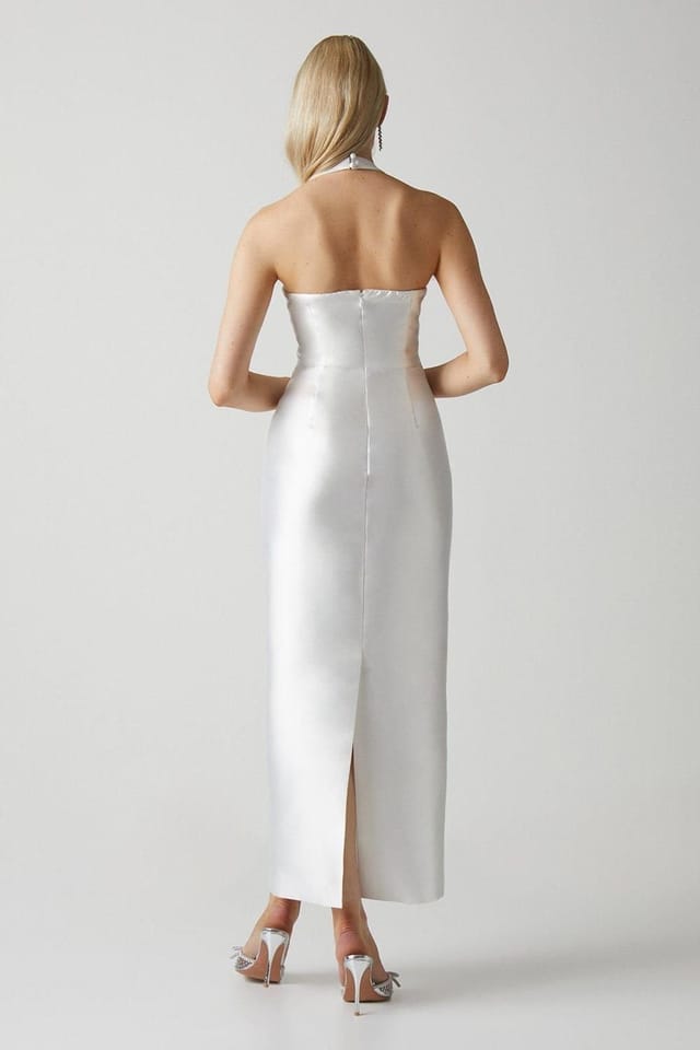 Coast Coast Women's Halterneck Twill Column Wedding Dress in Ivory - 3