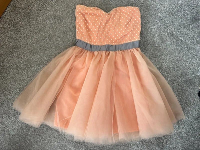 Topshop Topshop dress up sweetheart neck line tulle short prom dress peach pink 80’s style size 12
