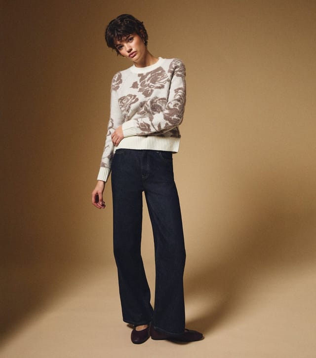 New Look Women's Cream Floral Fluffy Jumper New Look - 3