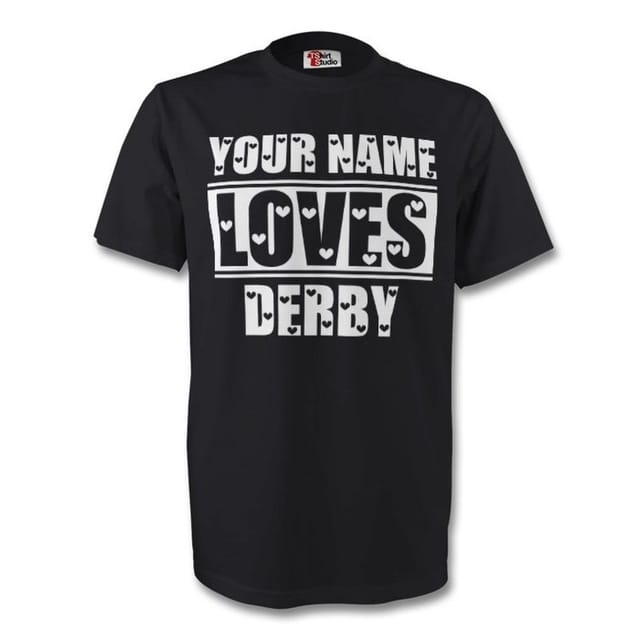 Derby County Derby County Men's Your Name Loves Derby T-Shirt in Black - 2