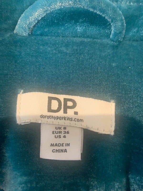 Dorothy Perkins Lovely aquamarine blue DP velvet jacket size 8