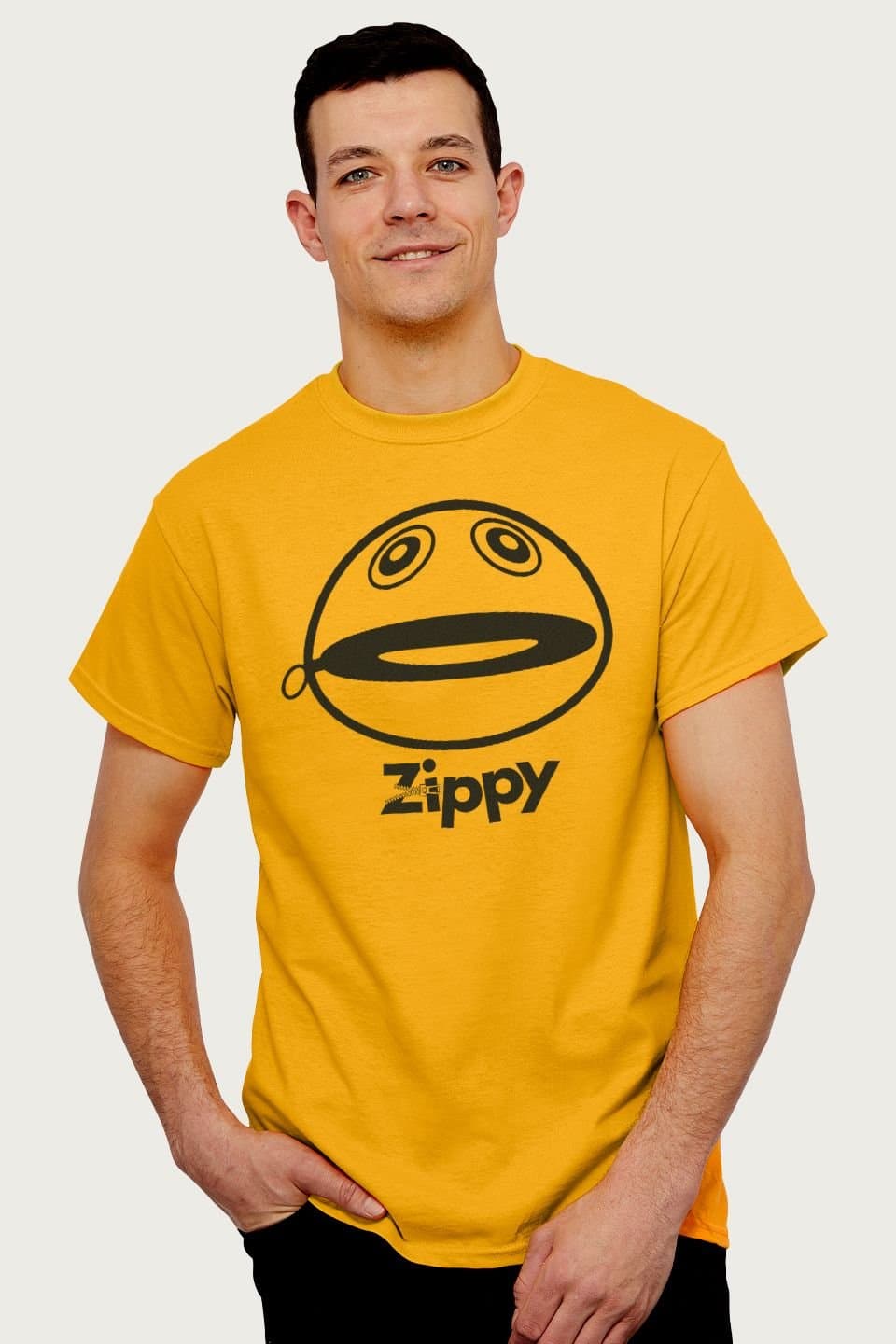 Rainbow Rainbow Men's Zippy Unzipped T-Shirt in Gold