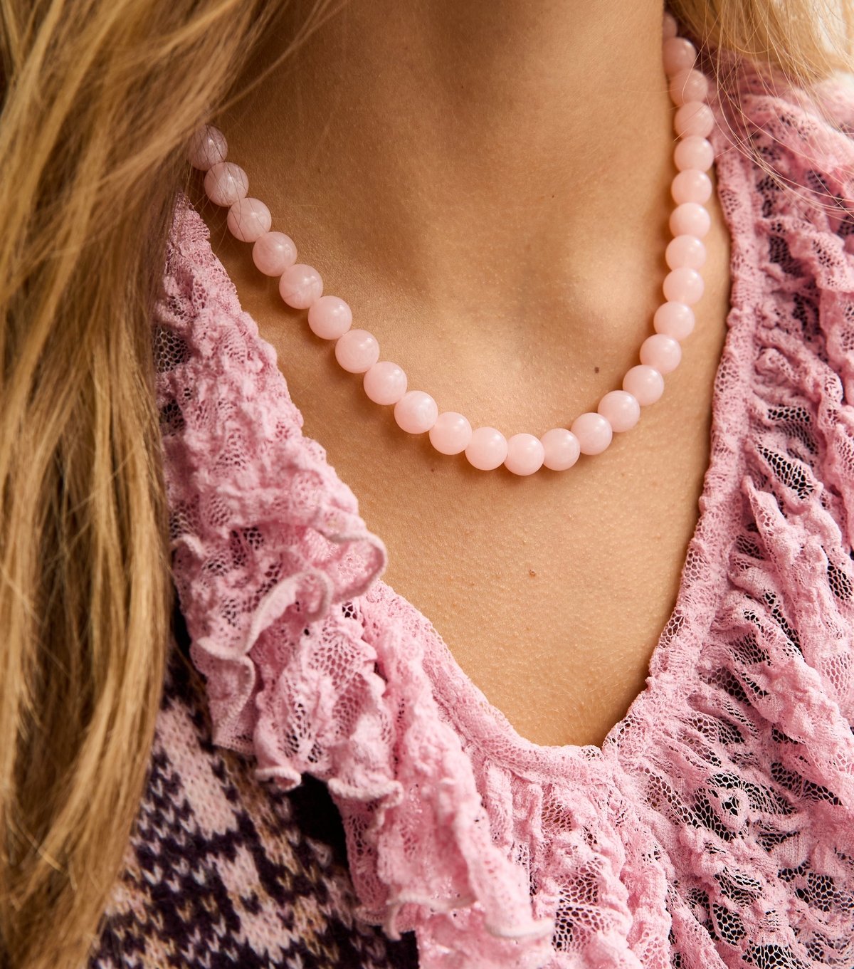 New Look Light Pink Resin Bead Necklace New Look - 2