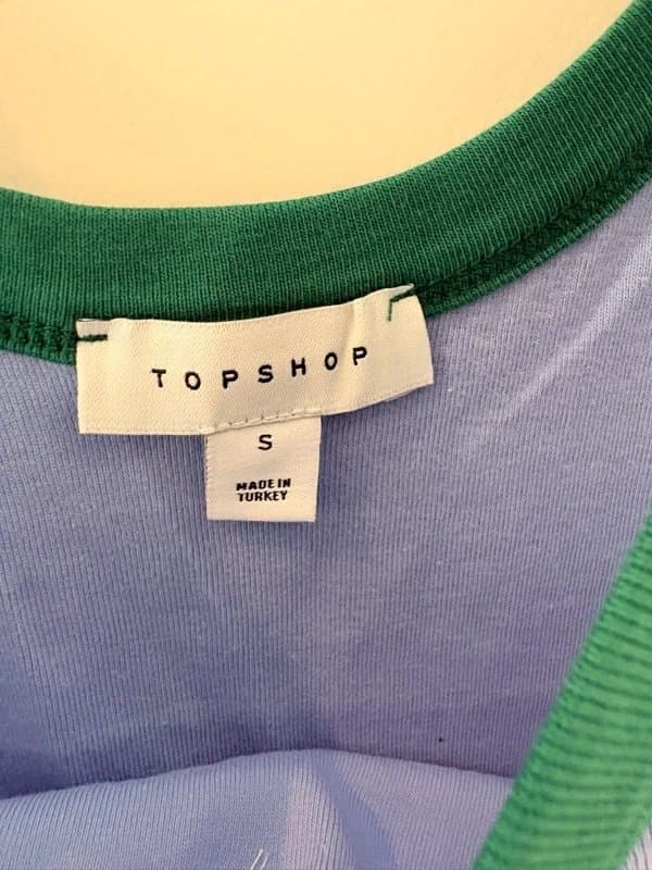 Topshop Topshop BN blue green cotton contrast hem scoop neck tank top embroidered vest top sleeveless top