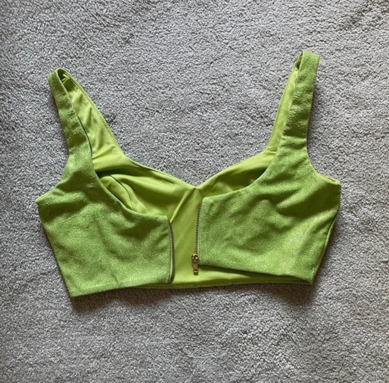 ASOS ASOS luxe sparkle green crop top cami 10 - 1