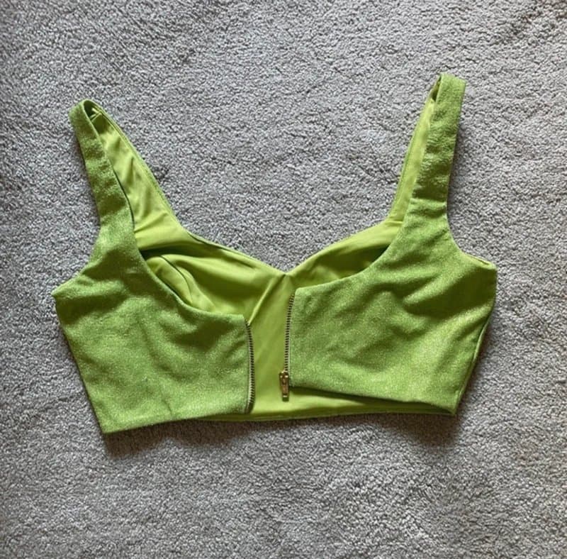 ASOS ASOS luxe sparkle green crop top cami 10