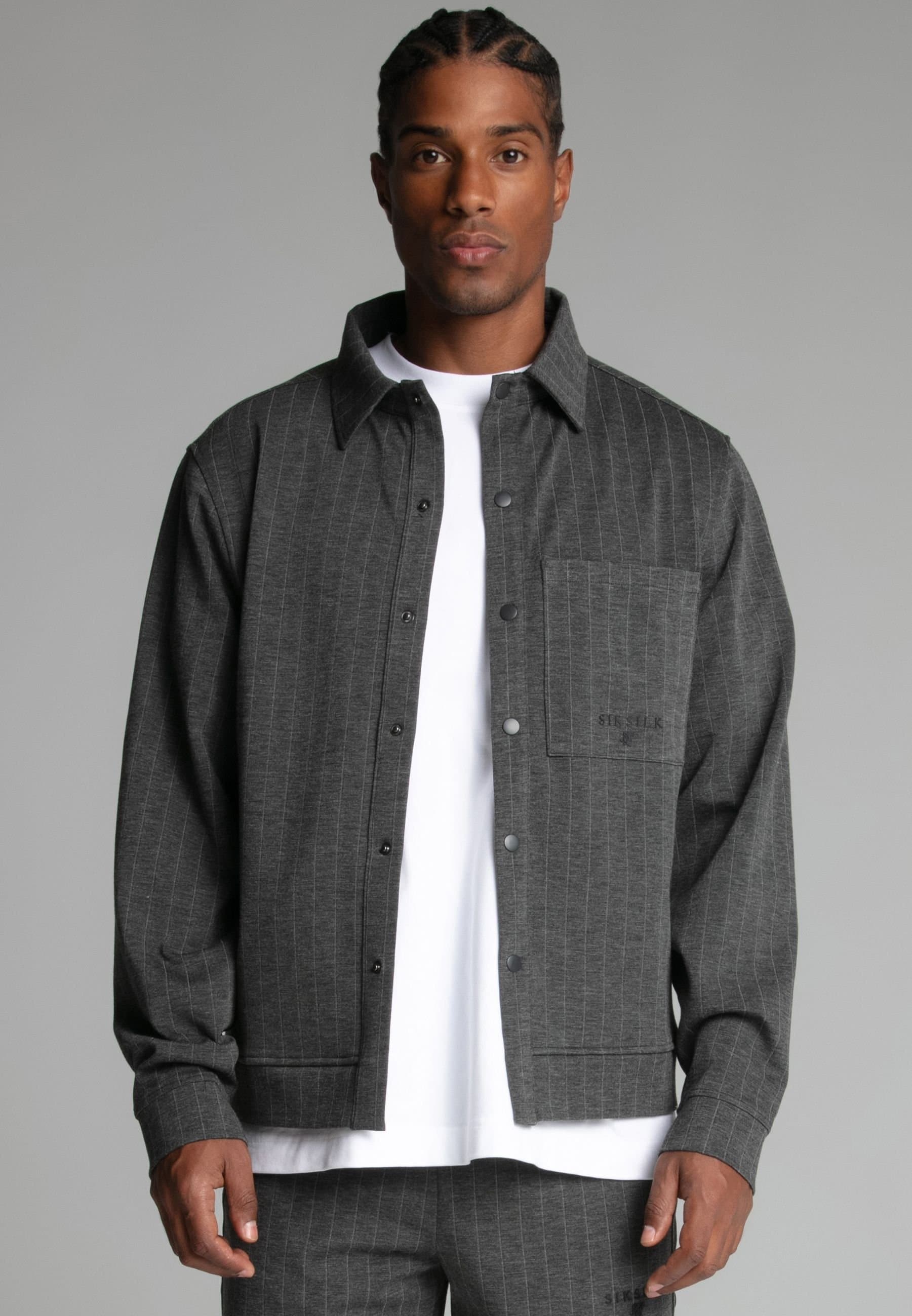 SikSilk SikSilk Men's Grey Pinstripe Jacket
