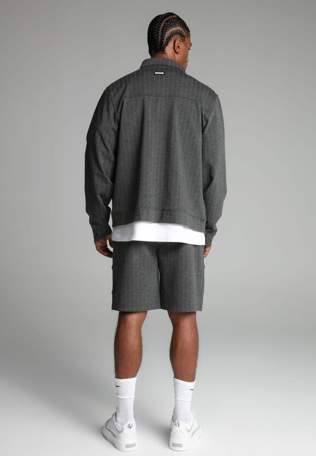 SikSilk SikSilk Men's Grey Pinstripe Jacket - 3