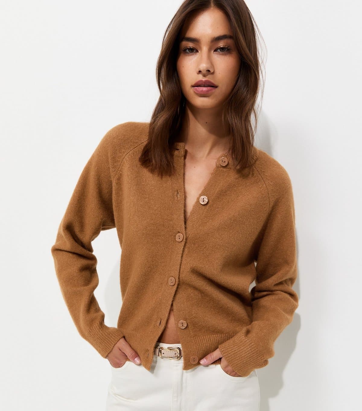 New Look New Look Stone Knitted Meet The Jean Raglan Cardigan