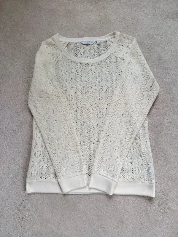 New Look Cream New Look Crochet Long Sleeved Top, Size 12