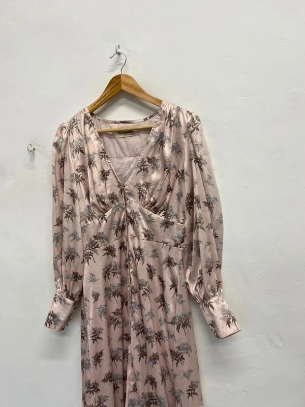 Lace & Beads Stunning Lace & Beads satin Midi Dress UK 8 Blush Pink floral Rg020
