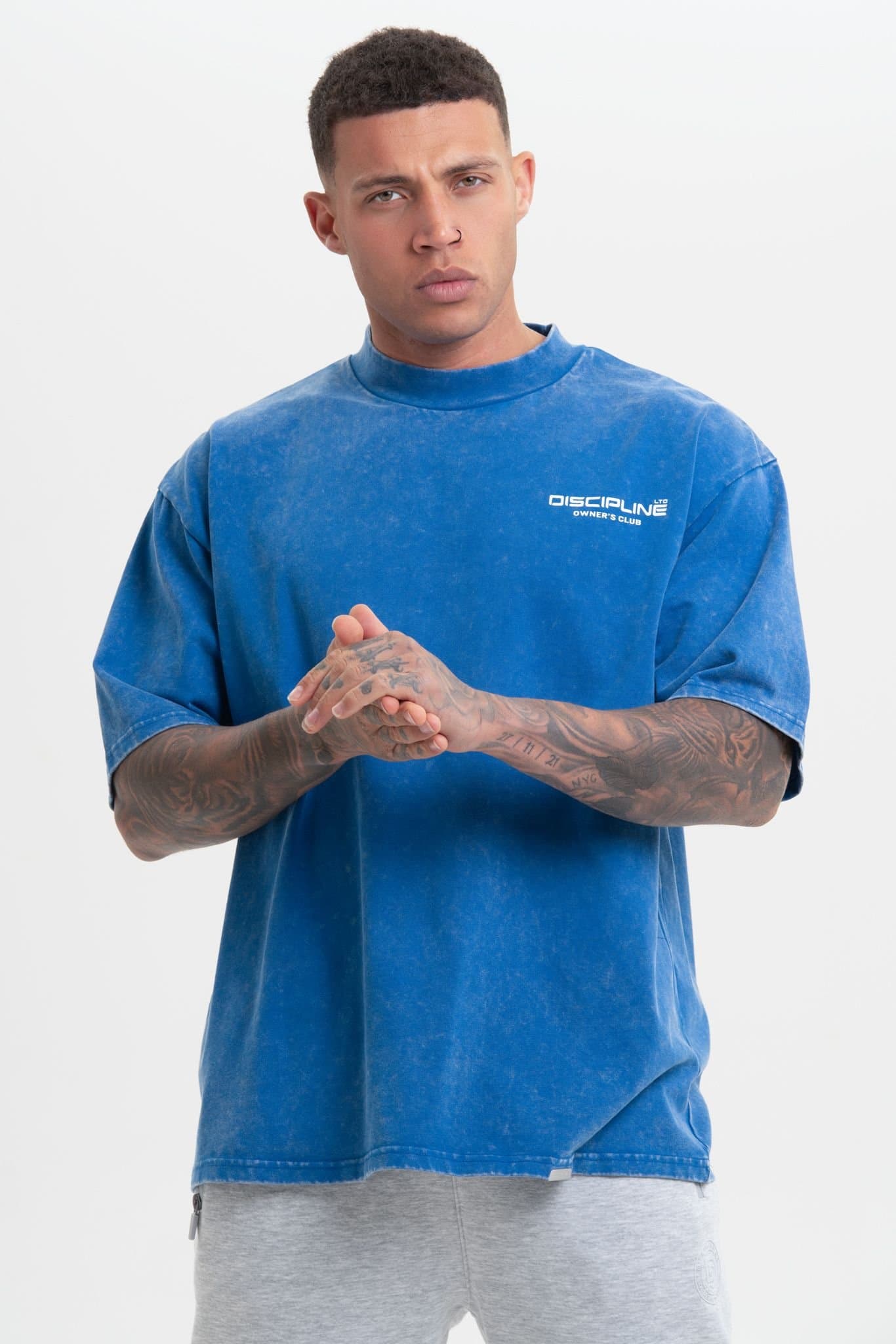 Discipline 365 Discipline 365 Men's Discipline Soft Oversized T-Shirt with Brand Detail in Blue