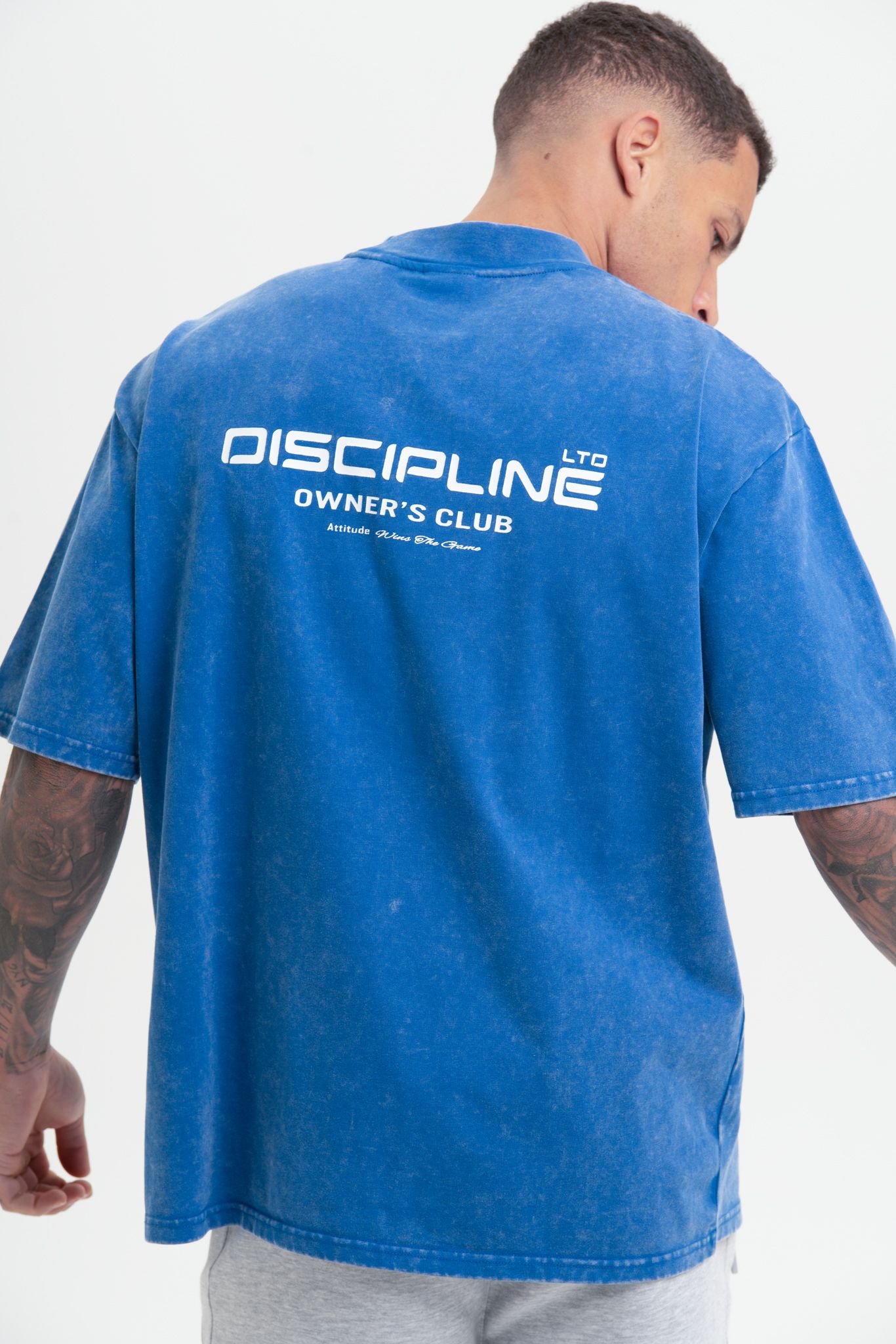 Discipline 365 Discipline 365 Men's Discipline Soft Oversized T-Shirt with Brand Detail in Blue - 2