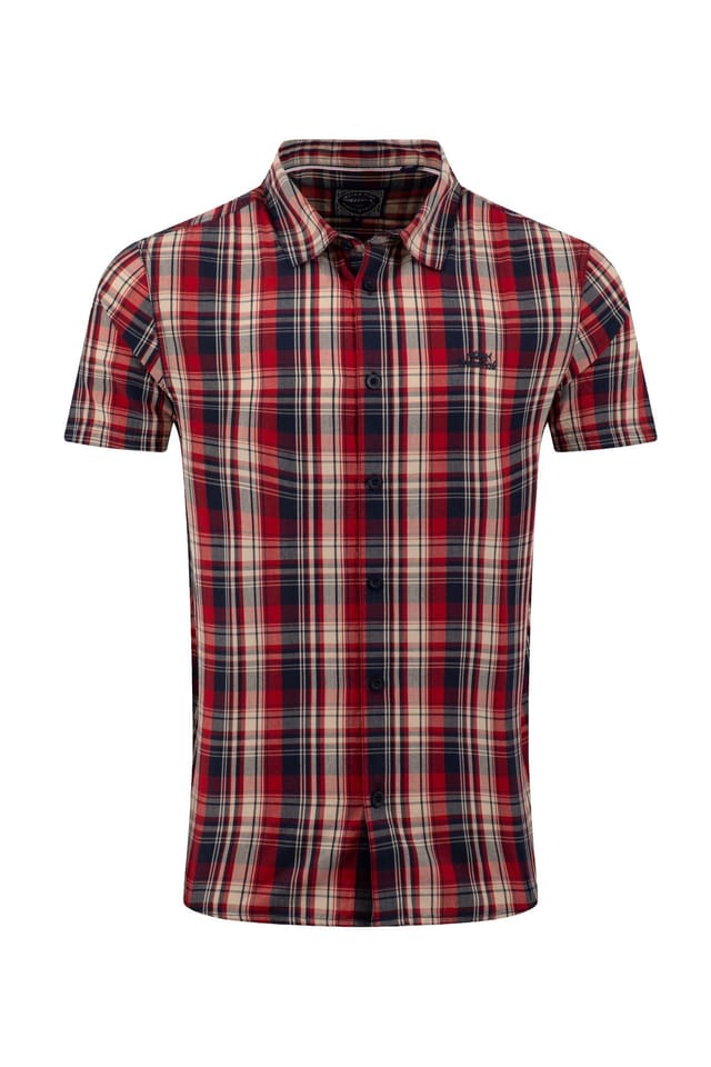 Weird Fish Weird Fish Men's Judd Short Sleeve Check Shirt in Dark Blue - 2