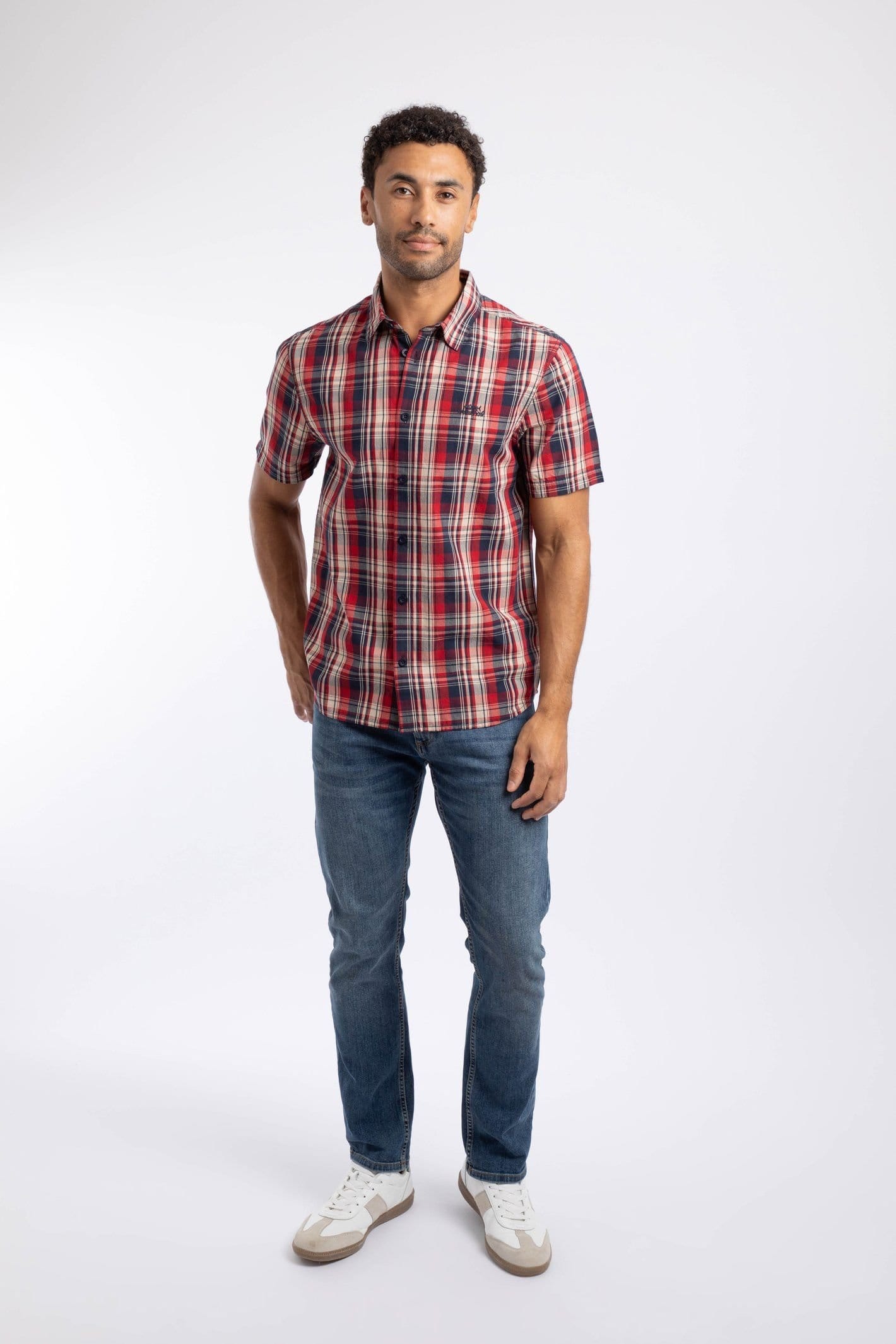 Weird Fish Weird Fish Men's Judd Short Sleeve Check Shirt in Dark Blue - 4