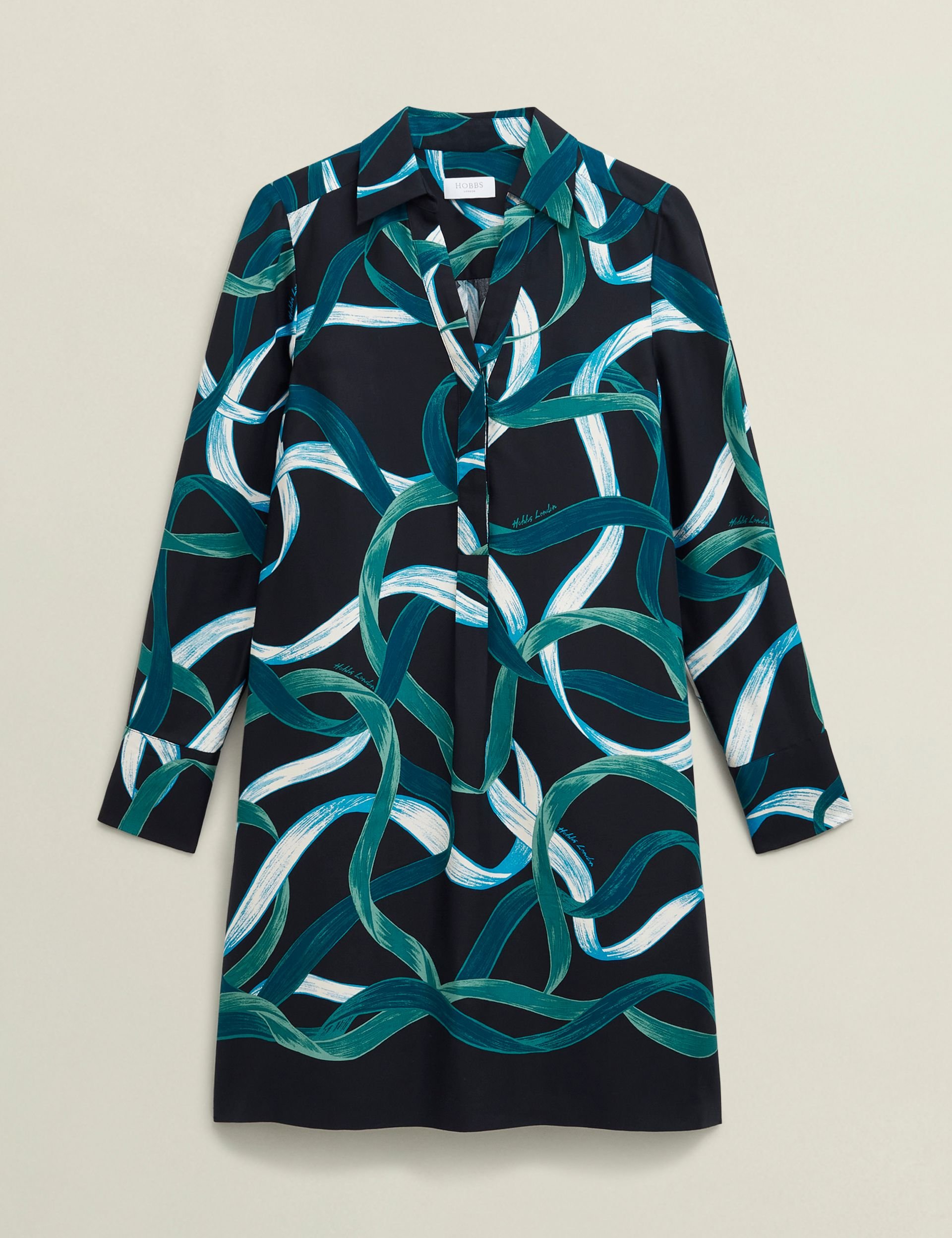 Hobbs London Hobbs London Women's Marianne Ribbon Print Dress in Dark Navy - 2