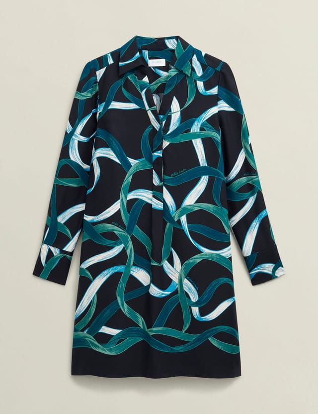 Hobbs London Hobbs London Women's Marianne Ribbon Print Dress in Dark Navy - 2