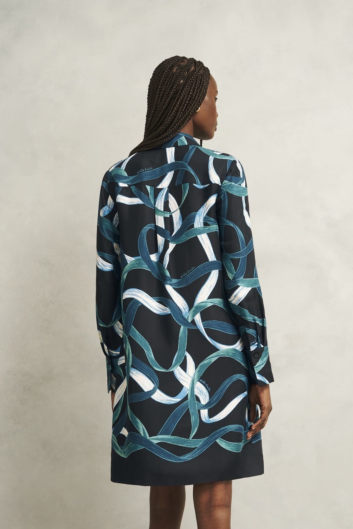 Hobbs London Hobbs London Women's Marianne Ribbon Print Dress in Dark Navy - 4