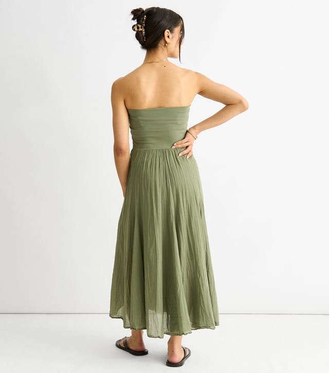 Gini London Women's Khaki Maxi Skater Skirt Multiway Dress Gini London New Look - 3