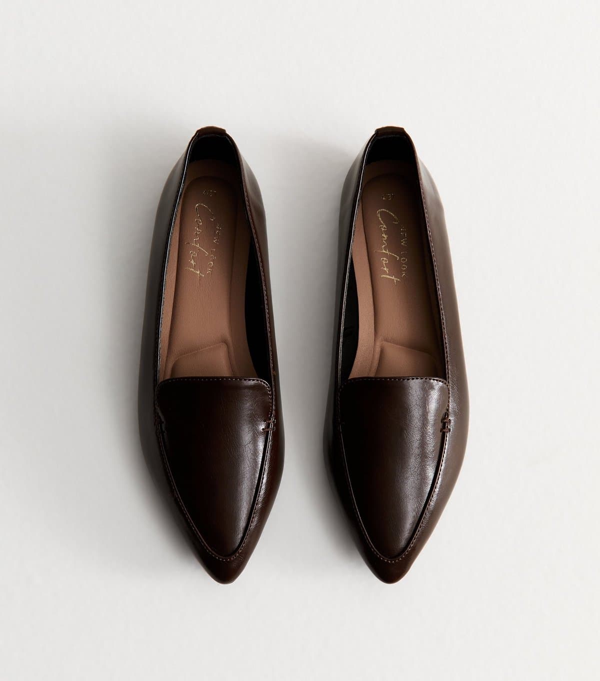 New Look Women's Brown Faux Leather Loafers Vegan New Look