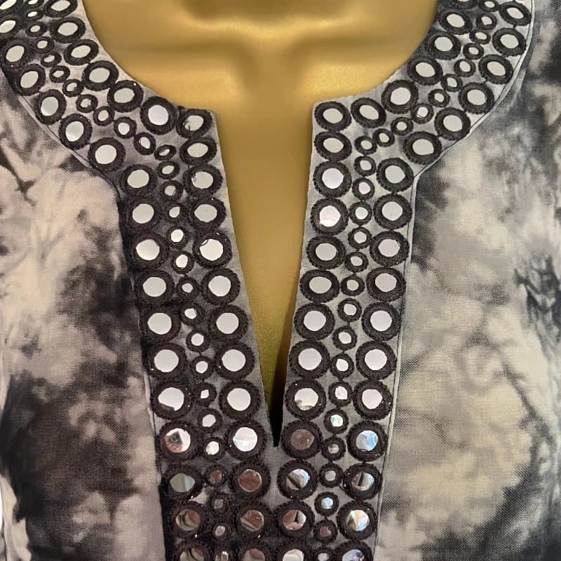 Michael Kors Michael Kors Black Grey Floaty Chiffon Tie Dye Top Size S UK 8/10