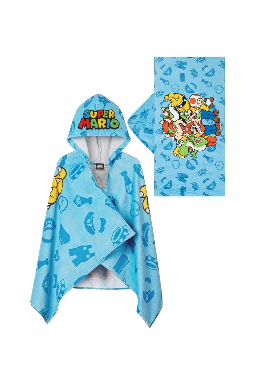 Super Mario Super Mario Men's Hooded Wrap Towel in Blue