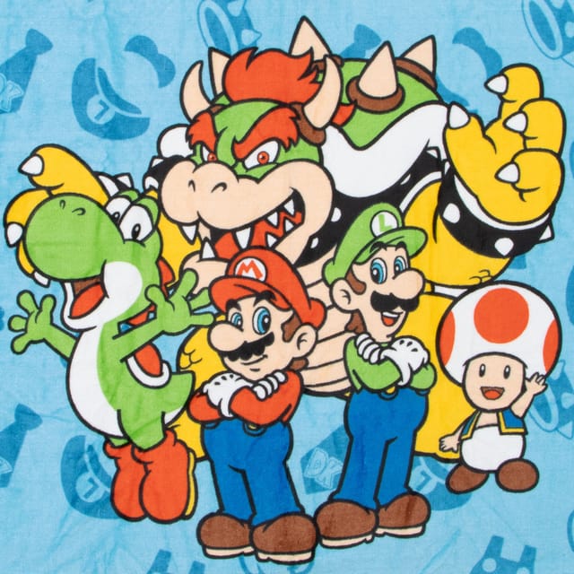 Super Mario Super Mario Men's Hooded Wrap Towel in Blue - 3