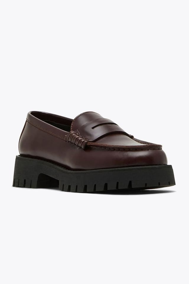 Steve Madden STEVE MADDEN Women's 'Langsten Loafer Wine' Leather Flats in Wine - 3