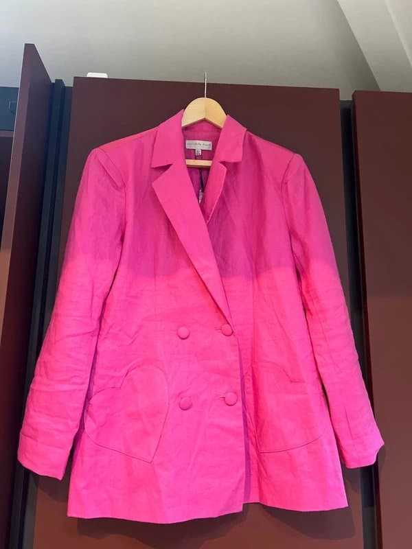 Never Fully Dressed Never Fully Dressed Linen Pink Heart Blazer - size 12