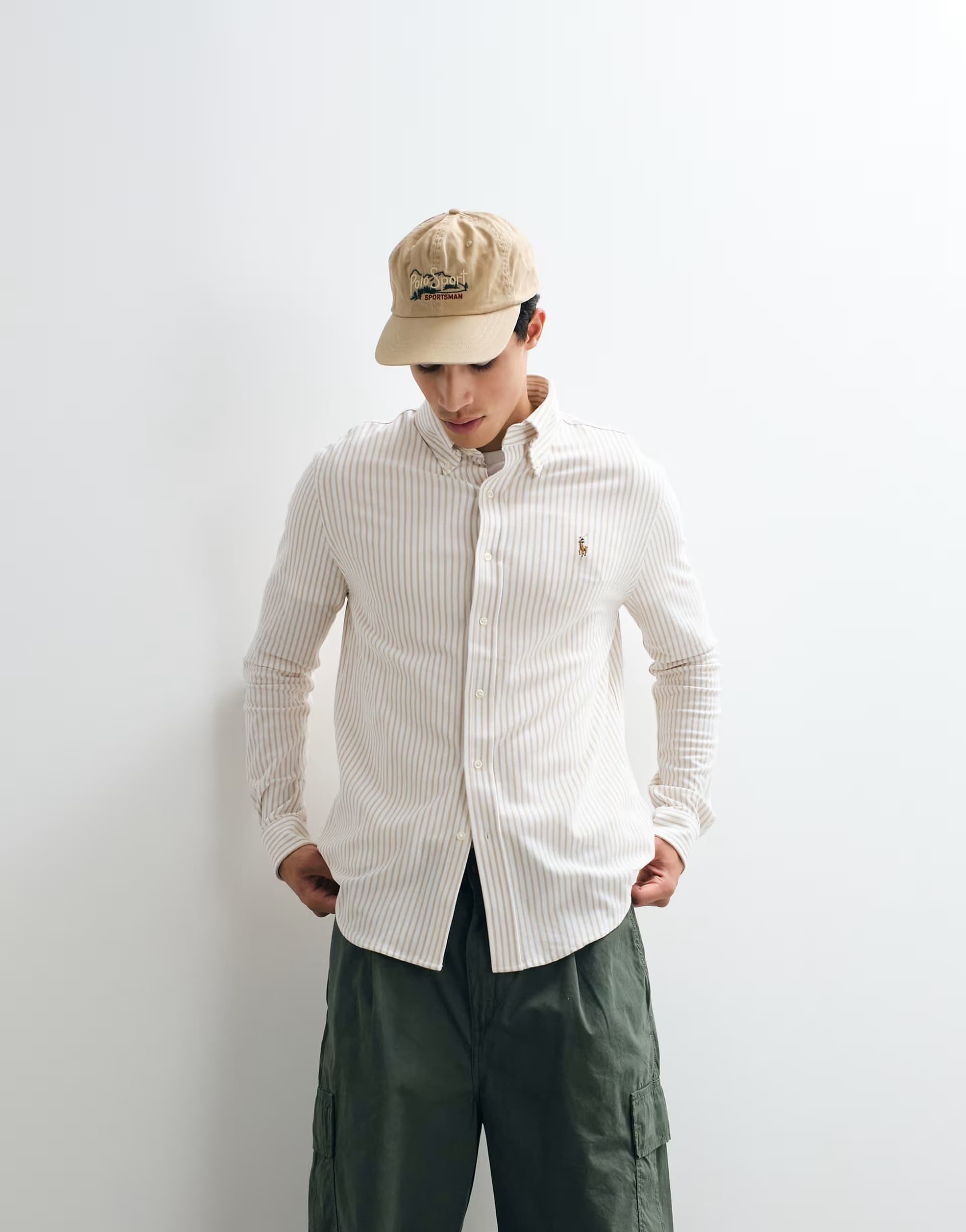 ASOS Polo Ralph Lauren long sleeve sport shirt in beige
