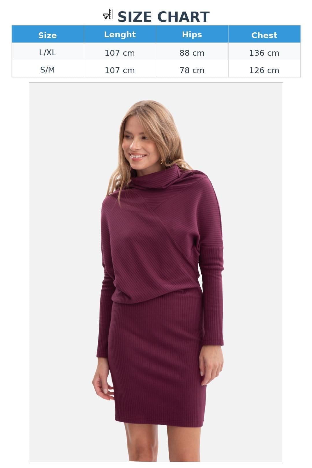 Love Lace Love Lace Women's Ribbed Stand Collar Batwing Sleeve Dress in Violet - 4