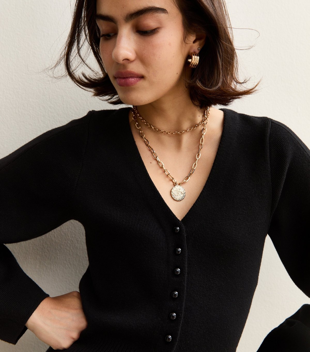 New Look Women's Black Compact Knit V Neck Cardigan New Look - 3