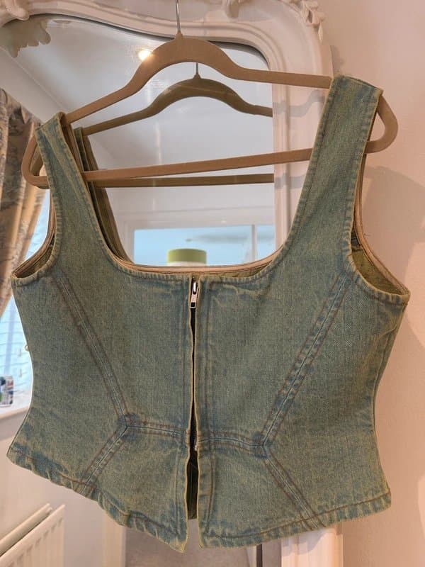 ASOS ASOS luxe denim beaded corset top