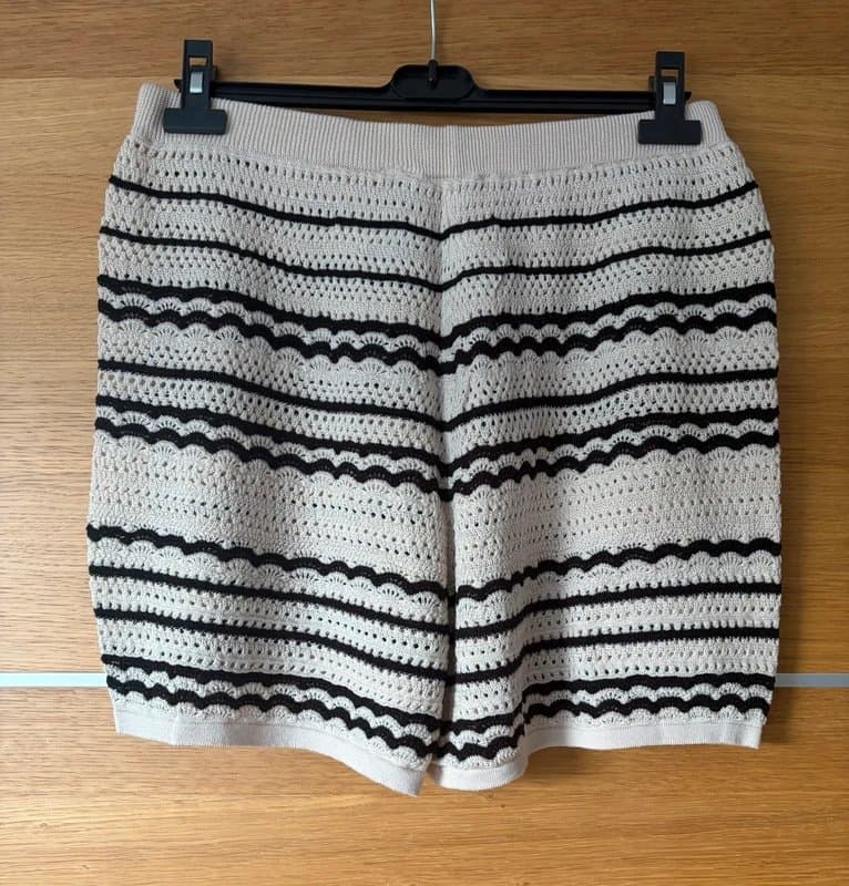 ASOS Design Black and White Striped Crochet Shorts
