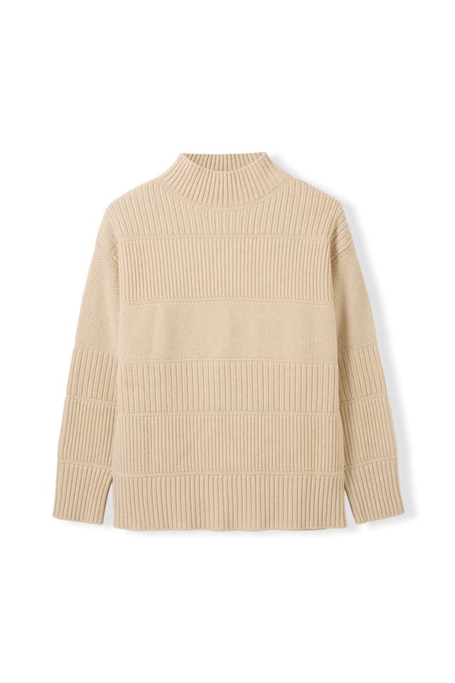 Celtic & Co Celtic & Co Women's Multi Stitch Funnel Neck Sweater in Warm White - 2