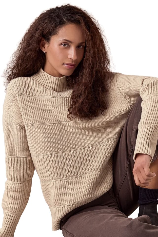Celtic & Co Celtic & Co Women's Multi Stitch Funnel Neck Sweater in Warm White - 3