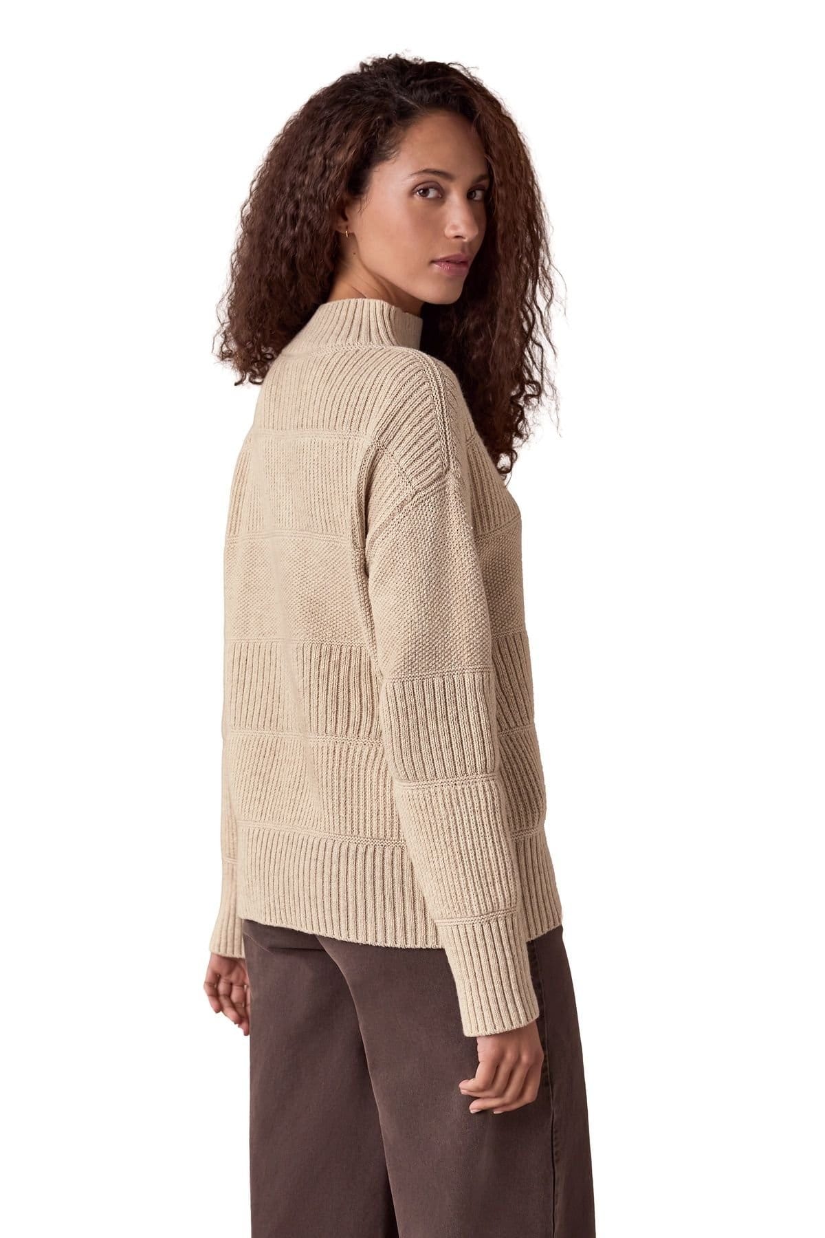 Celtic & Co Celtic & Co Women's Multi Stitch Funnel Neck Sweater in Warm White - 4