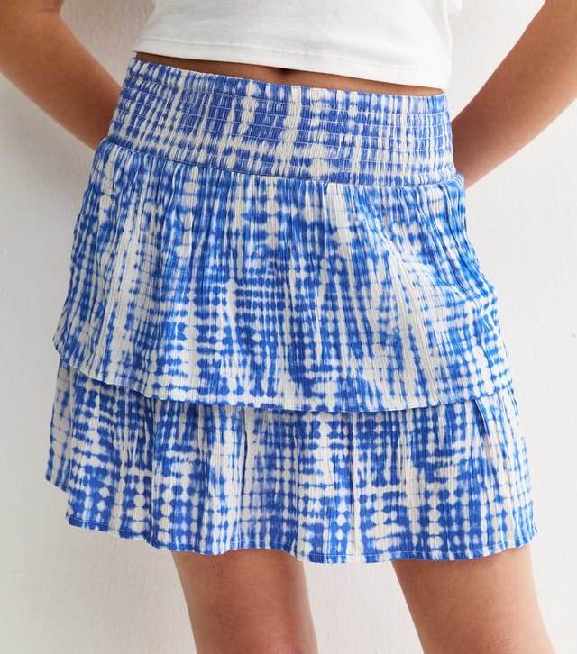 New Look Girls' Blue Shibori Print Ruched Mini Skirt New Look - 2