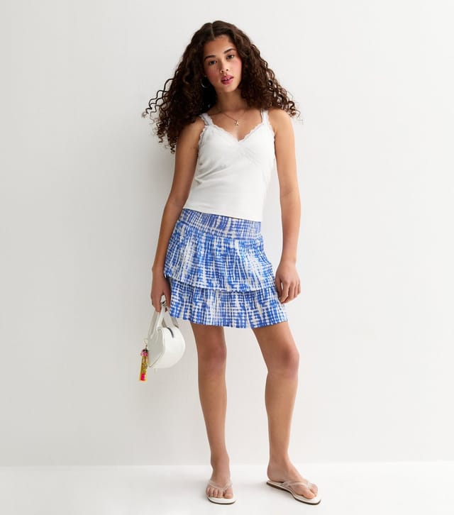 New Look Girls' Blue Shibori Print Ruched Mini Skirt New Look - 3
