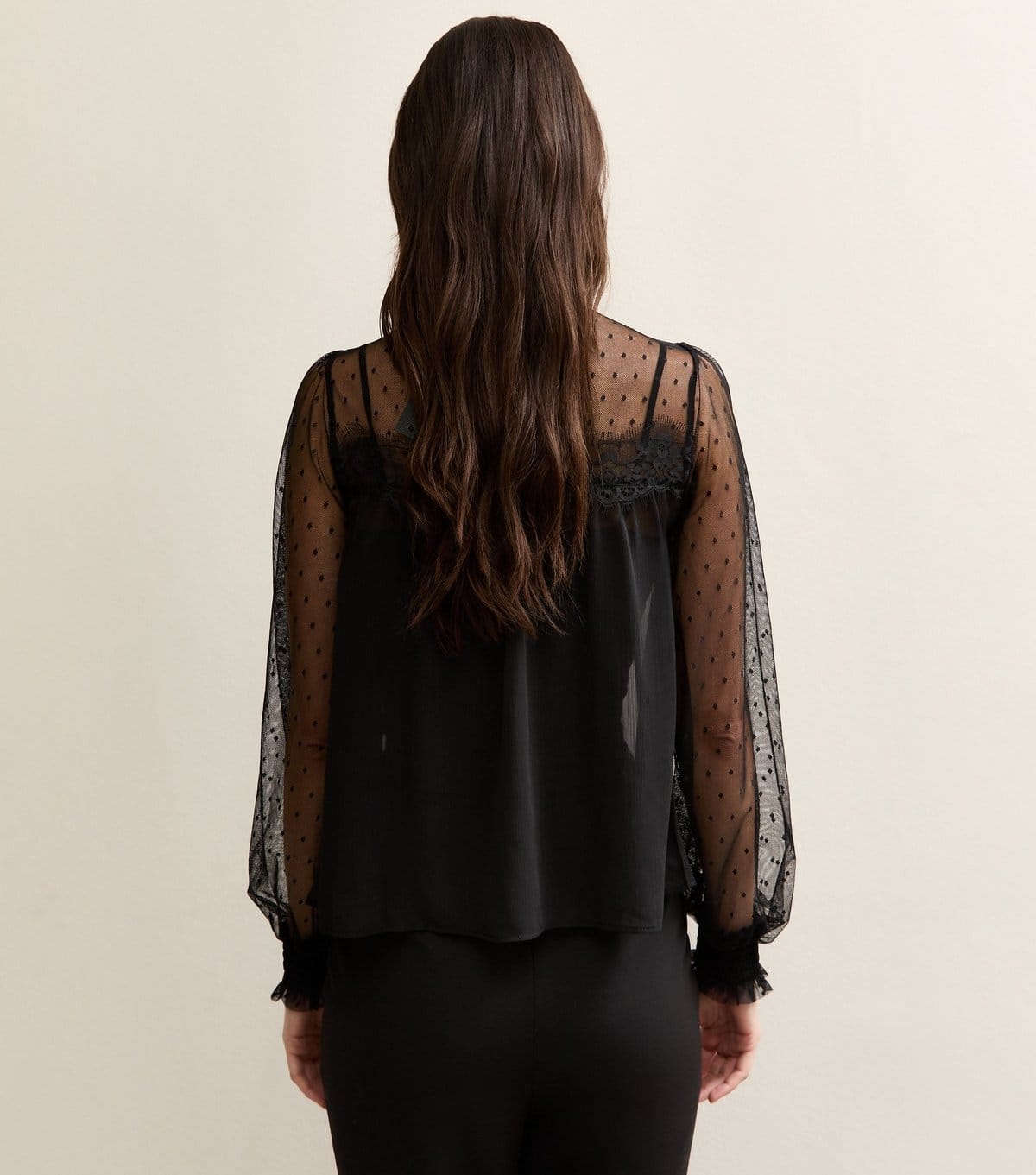 New Look Women's Black Dobby Mesh High Neck Blouse New Look - 4