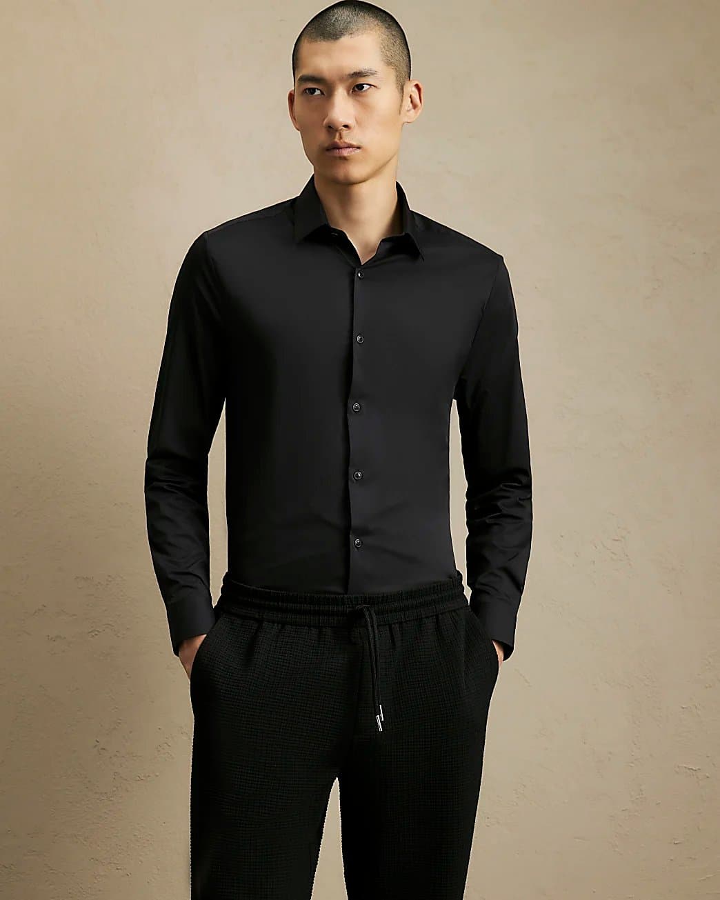 River Island Mens River Island Black Muscle Fit Comfort Stretch Shirt
