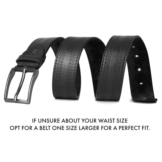 Woodland Leathers Woodland Leathers Men's Leather Lined 1.5" Belt, Decorative Pattern in Black - 2