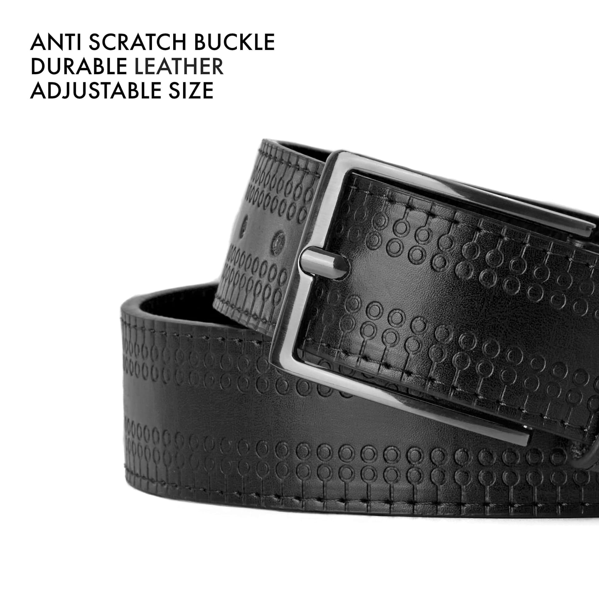 Woodland Leathers Woodland Leathers Men's Leather Lined 1.5" Belt, Decorative Pattern in Black - 4