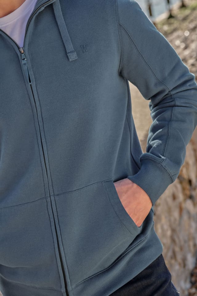 WoolOvers WoolOvers Men's Full Zip Jersey Hoodie in Blue - 2