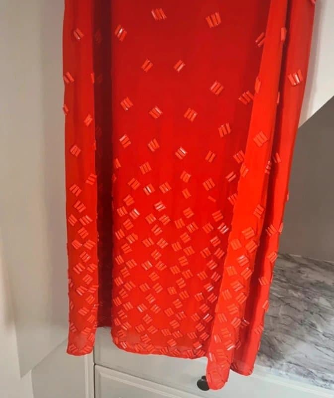 Next Next Premium Designer Elegant Orange Embellished Shift MIDI Dress Size 10